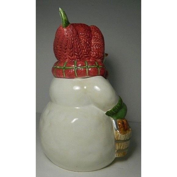 Vintage Bico Christmas Cookie Jar Snowwoman with Ginger Bread Men Cookies 10.5" - Picture 16 of 16